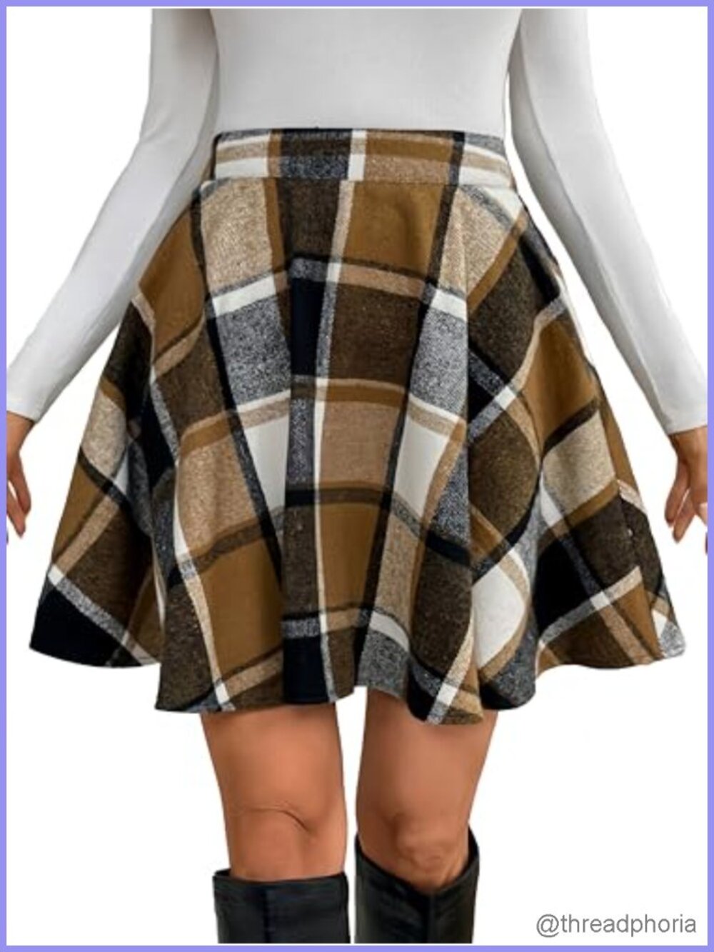 Pleated Plaid A-Line Mini Skirt High Waist Flowy Women's Fall Fashion